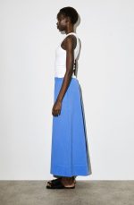Casual Seersucker Wide-leg Culottes Blue