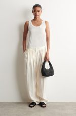 Curved Mini Woven Shoulder Bag Black