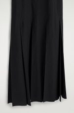 Linen Pleated Dress Black - Image 4