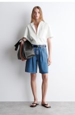 Denim Wide-Leg Shorts Blue