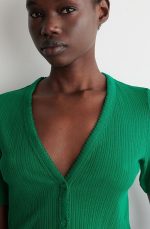 Knitted Short-Sleeve Cardigan Green - Image 2