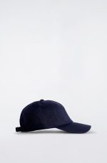 Washed Textured Linen Baseball Cap In Deep Navy Blue - Image 3
