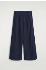 Knitted Wide-Leg Pants Navy - Image 3