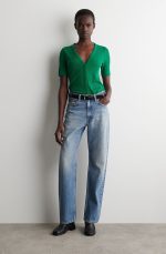 Knitted Short-Sleeve Cardigan Green