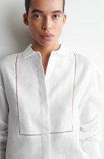 Linen Collared Shirt White - Image 2