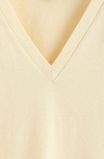 Cotton V-Neck T-Shirt Beige - Image 4