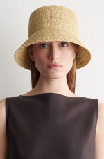 Raffia Bucket Hat Beige