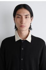 Wool Round-Neck Cardigan Black - Image 2