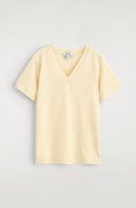 Cotton V-Neck T-Shirt Beige - Image 3