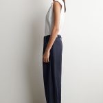 Linen Pleated Pants Navy