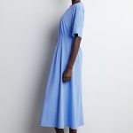 Cotton Pleated Dress Blue