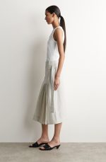 Linen Pleated Skirt Gray