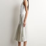 Linen Pleated Skirt Gray