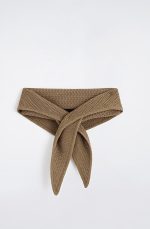 Cut Out Knitted Scarf Khaki Color