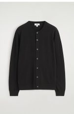 Wool Round-Neck Cardigan Black - Image 3