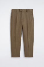 Linen Tapered Trousers Khaki - Image 3
