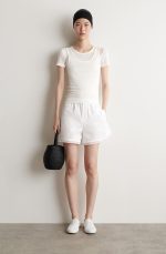 Knitted Slim T-Shirt Cream - Image 2