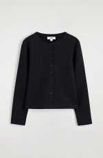 Knitted Slim Cardigan Black - Image 3