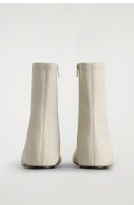 Square-toe Leather Sock Boots Milky White Arrival - Image 4