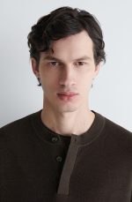 Casual Linen Blend Henley Collar Knitwear - Image 2