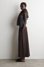 Casual Seersucker Wide-leg Culottes Dark Brown
