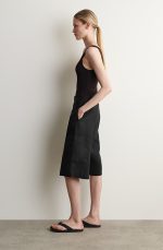 Linen Straight Pants Black