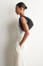 Curved Mini Woven Shoulder Bag Black - Image 2