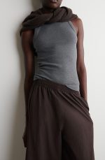 Casual Seersucker Wide-leg Culottes Dark Brown - Image 2