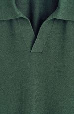 Linen Collared Polo Green - Image 4