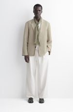 Linen Tassel Scarf Khaki Green/striped - Image 2