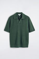 Linen Collared Polo Green - Image 3