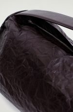 Cylindrical Textured Leather Clutch Bag Dark Brown - Image 3