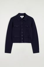 Knitted Slim Cardigan Navy - Image 3