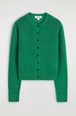 Linen Round-Neck Cardigan Green - Image 2