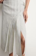 Linen Pleated Skirt Gray - Image 2
