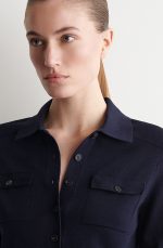 Knitted Slim Cardigan Navy - Image 2