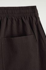 Casual Seersucker Wide-leg Culottes Dark Brown - Image 4