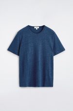 Linen Round-Neck T-Shirt Navy - Image 3