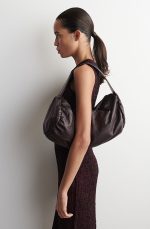 Cylindrical Textured Leather Clutch Bag Dark Brown - Image 2