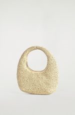 Curved Mini Woven Shoulder Bag Beige - Image 3