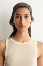 Polka Dot Silk Scarf Brown/khaki - Image 2