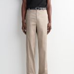Cotton Slim Trousers Beige