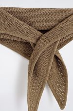 Cut Out Knitted Scarf Khaki Color - Image 4