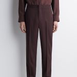 Wool Slim Trousers Brown