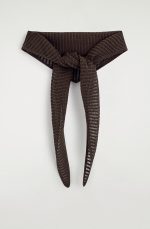 Cut Out Knitted Triangle Scarf Dark Brown - Image 3