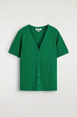 Knitted Short-Sleeve Cardigan Green - Image 3