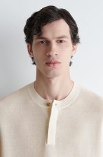 Casual Linen Blend Henley Collar Knitwear - Image 2