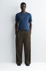 Linen Round-Neck T-Shirt Navy