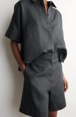 Linen Shorts Black - Image 2