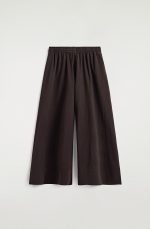 Casual Seersucker Wide-leg Culottes Dark Brown - Image 3
